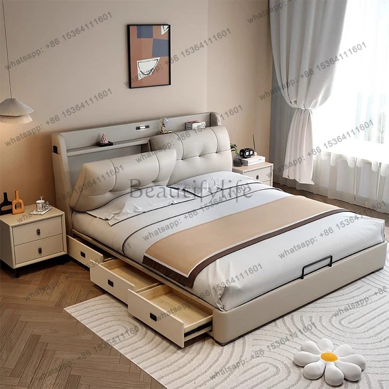 YJ Couples Frame Double Bed Decoration Adults Luxury King Double Bed Queen Bunker Letto Matrimoniale Furniture