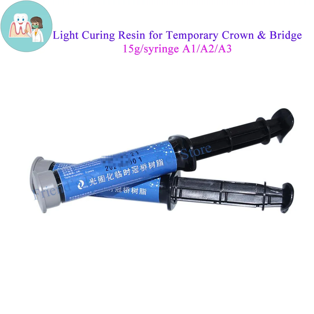 

Dental Light Curing Resin for Temporary Crown & Bridge 15g/syringe A1/A2/A3 Dental Laboratory Materials