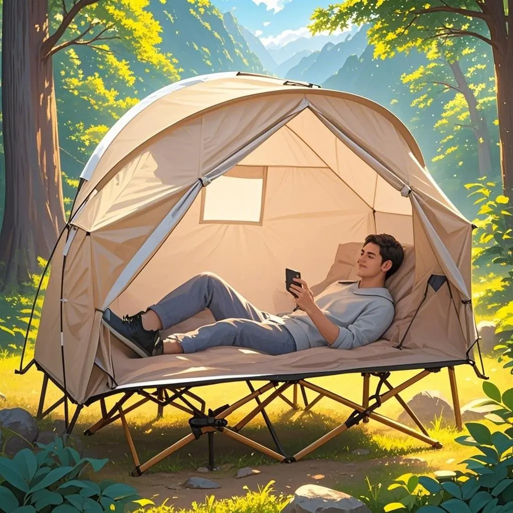 

1 Person Outdoor Cot Tent, Portable Camping Bed Tent Folding off Ground Tent,Picnic Bed Tent Build on Cot or Use Alone
