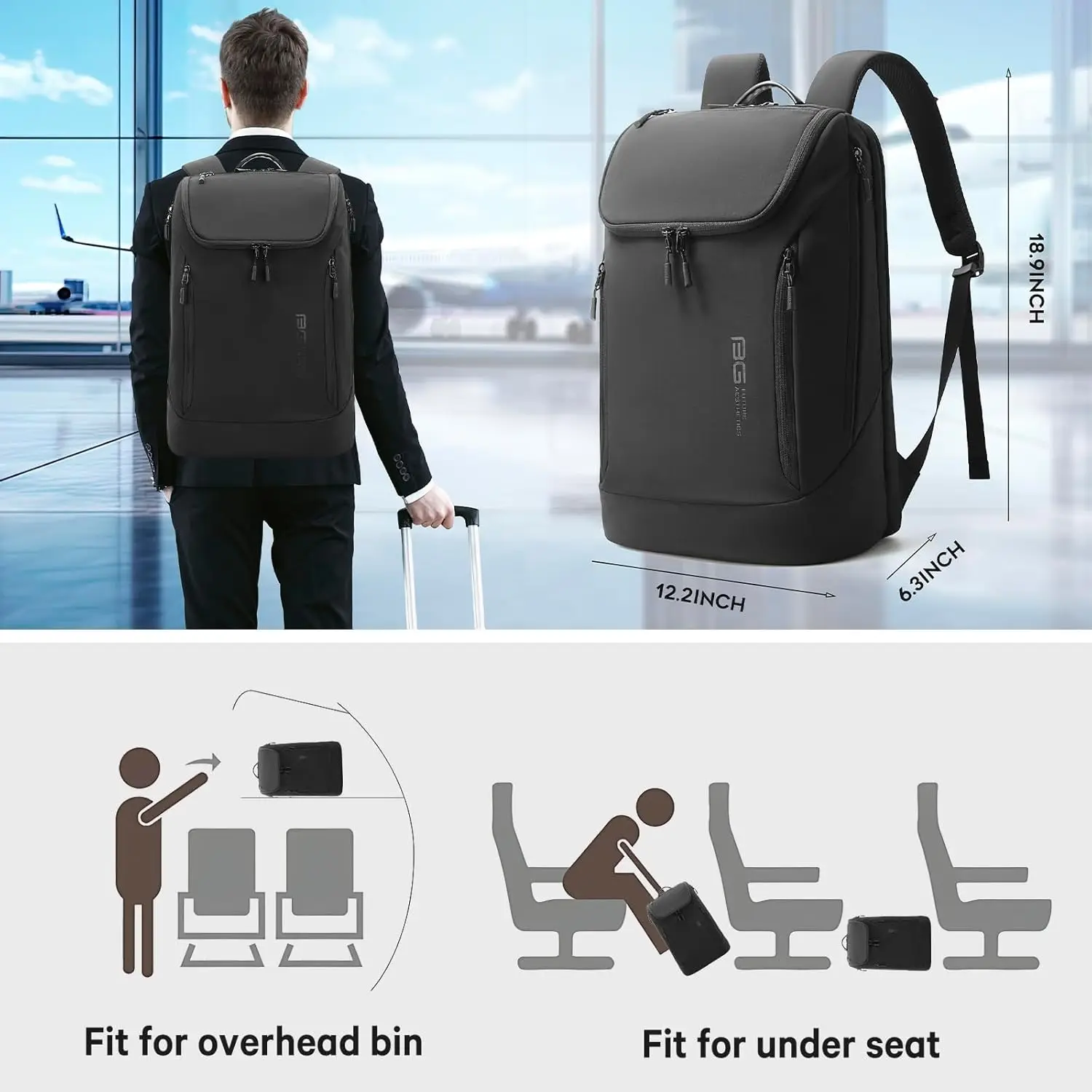 BANGE New Casual Nylon Soft Anti-Wrinkle Men Backpack for 15.6 inch Laptop Waterproof Travel Bag with Lightweight Male Backpacks