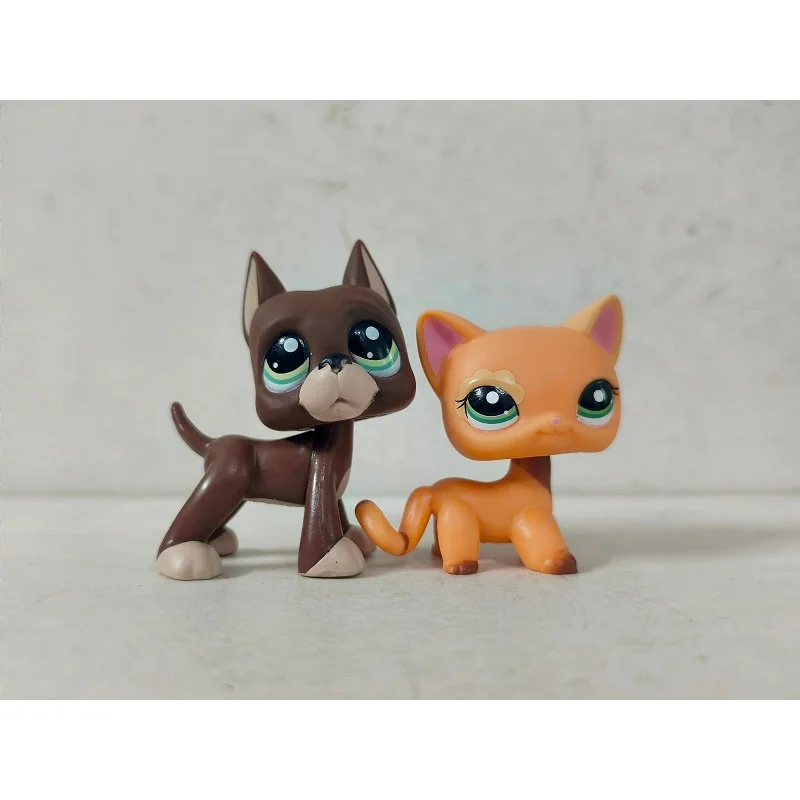 2 teile/los Mini Pet Shop Spielzeug Braun Hund Orange Katze # 1519 # 1643Tier-LPS-Figuren