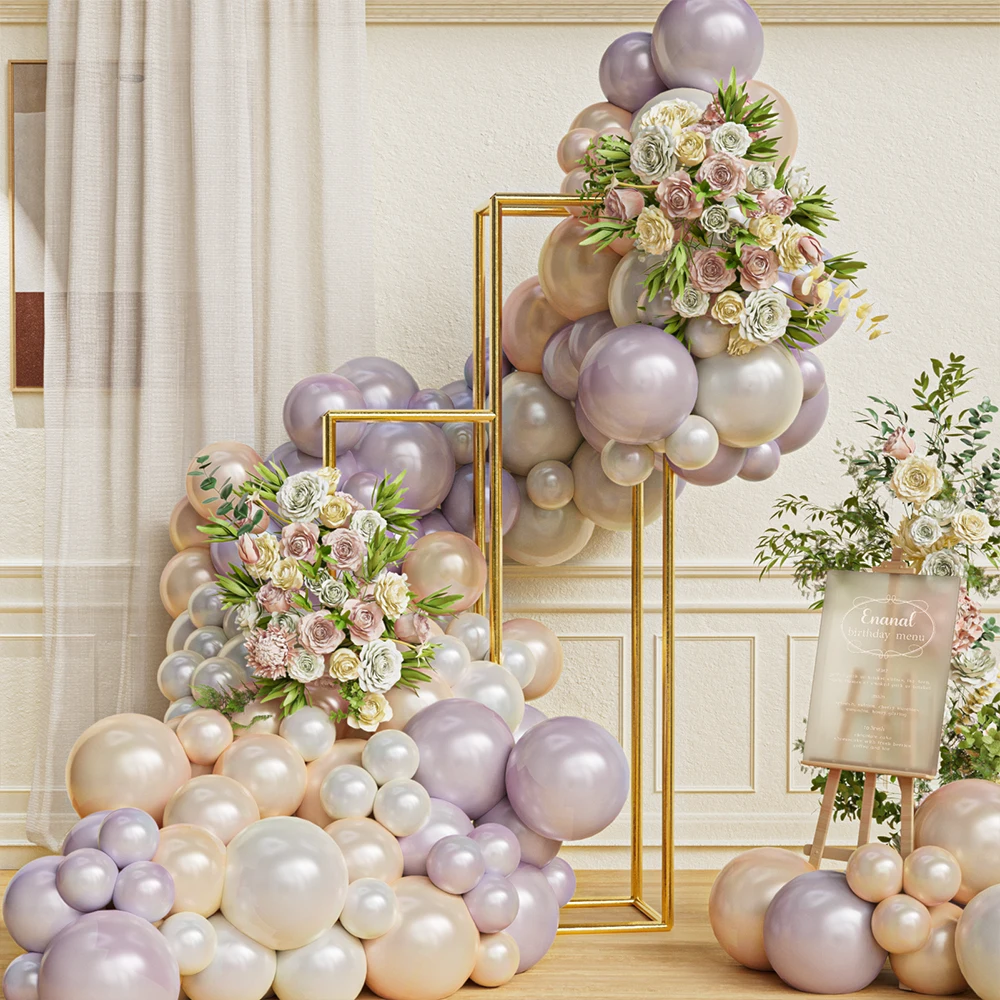 

107pcs Pearl White Boho Wedding Balloon Garland Arch Sand White Purple Nude Pink Balloons Bridal Birthday Party Baby Shower Deco