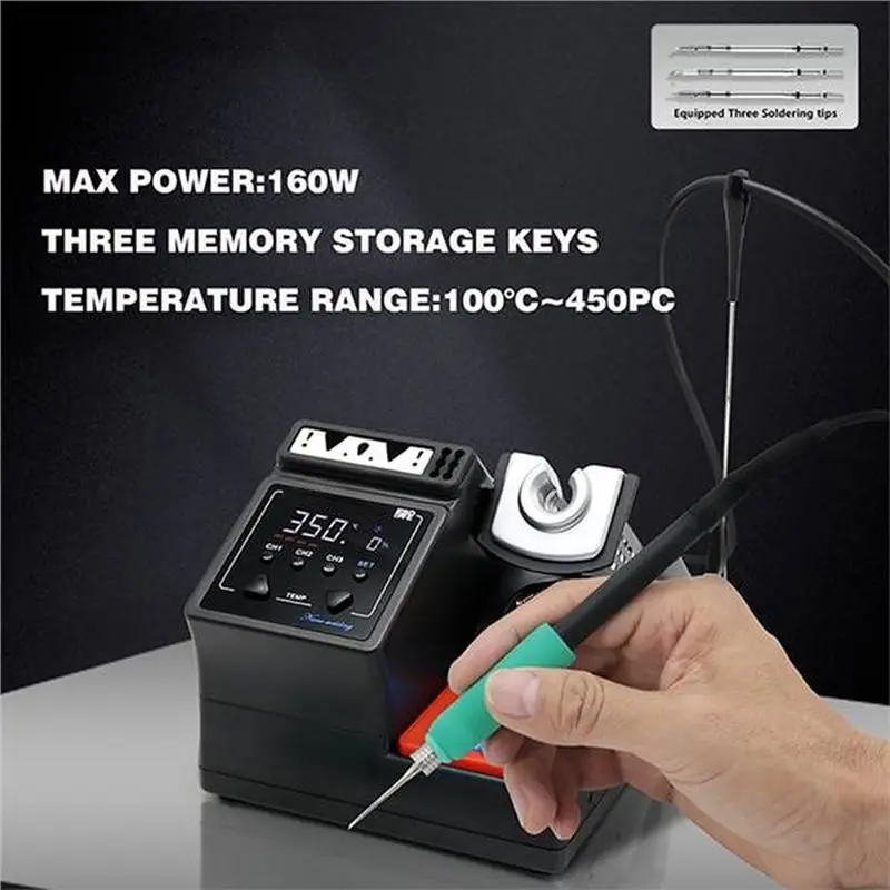 ABZC-1Set A9E Soldering Station, Compatible With 245 Model Soldering Iron Tips, Handle Temperature Control,Rework Station