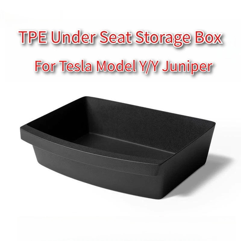 For Tesla Model Y Launch 2025-UP Juniper Under Seat Storage Box TPE Organizer Case Drawer Tray for Modely 2021-2024 Accessories