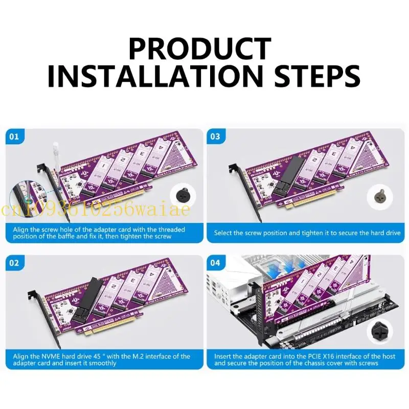 652F 4PORT M.2 NVME PCIE 5.0 Scheda espansione con gestione termica per build PC