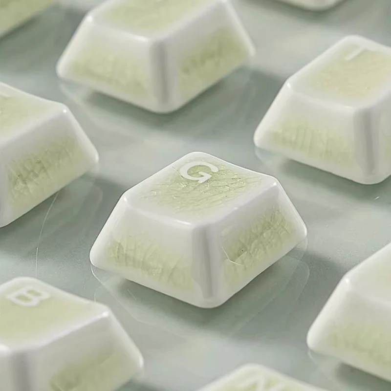 Ceramic Keycaps Full Set 114 Keys Cracks Multi Color Translucent Cherry Profile Keycaps for Mechanical Keyboard Accessories Gift