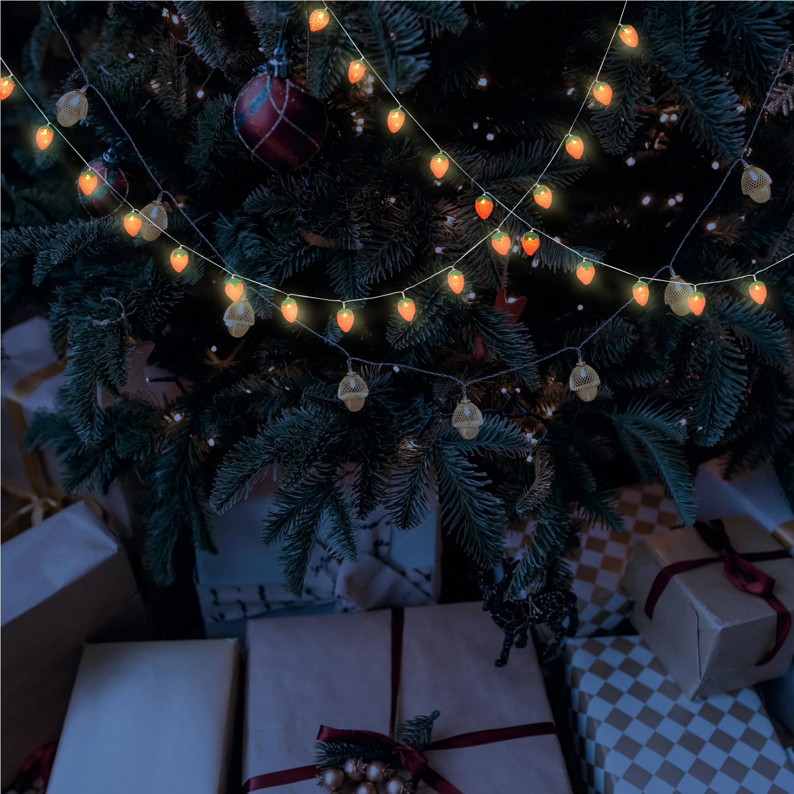 

Strawberry LED String Lights Fairy Decorative Cluster for Bedroom Living Room Party Wedding Celebration Indoor Outdoor Use