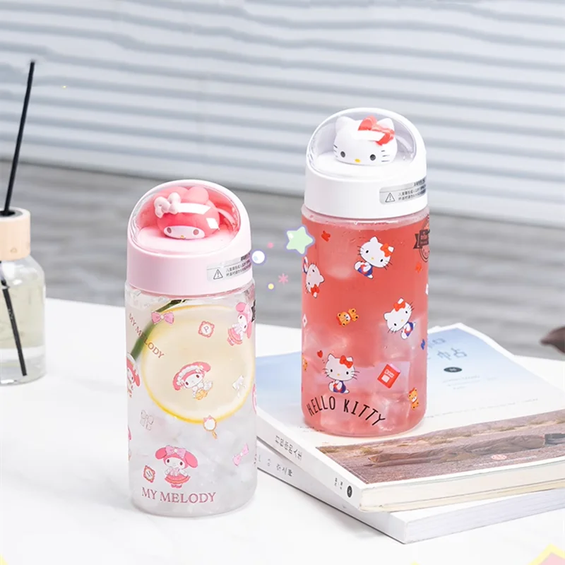 MINISO Sanrio Space Cup Hello Kitty Kuromi Anime Transparent Drink  Kawaii Portable Water  Children's Toy Birthday Gift