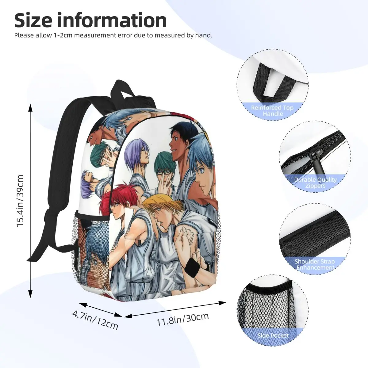 Basketball Kuroko No Basket Anime Backpack Daypack Large Capacity Boys Girls BookBag Shoulder Bags for Men Women School Bag