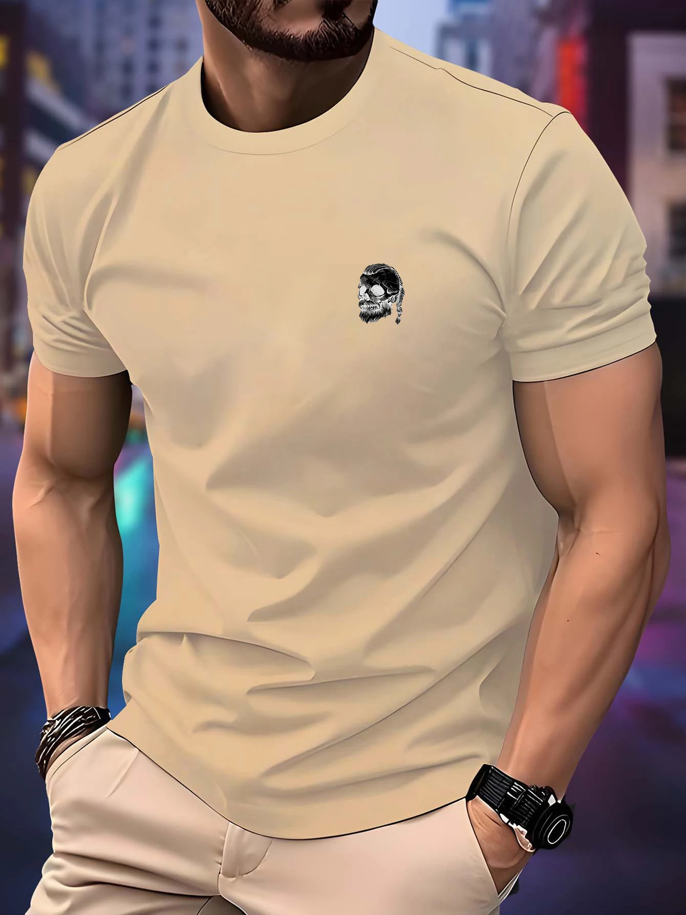 

New Men’s Thin Top Men's T-shirt Short Sleeve T-shirt Casual Skeleton elderly print Summer Cool T-shirt Male Men Tops Breathable