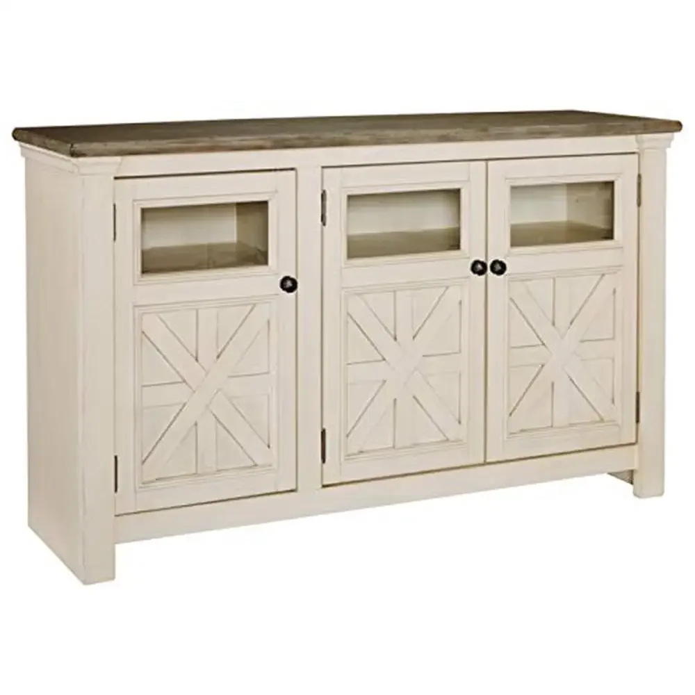 Farmhouse TV Stand with 2 Cabinet Doors & 4 Adjustable Shelves Fits TVs up to 58