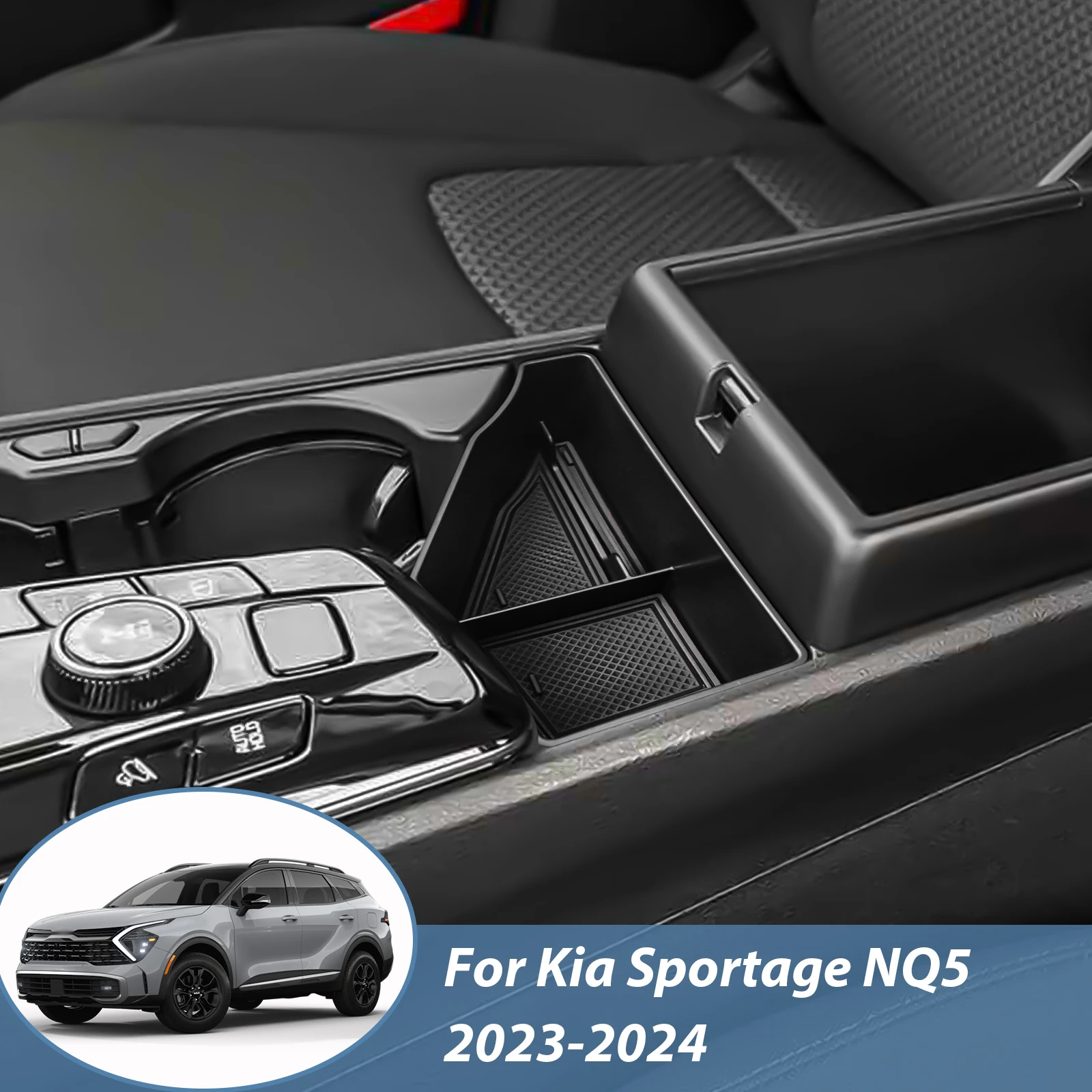 Center Console Tray for Kia Sportage 2023 2024 NQ5 Accessories Armrest Storage Box Car ABS Organizer Secondary Car Storage Box