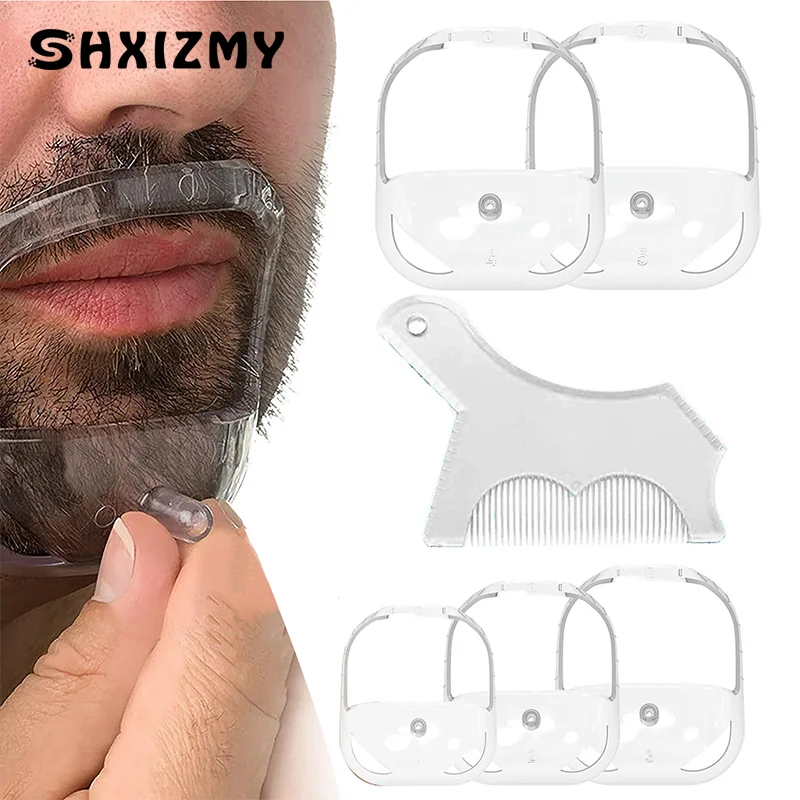 6pcs/Set Men Beard Styling Tool Men Beard Goatee Shaving Template Beard Shaving Face Care Modeling Grooming Gift For Husband