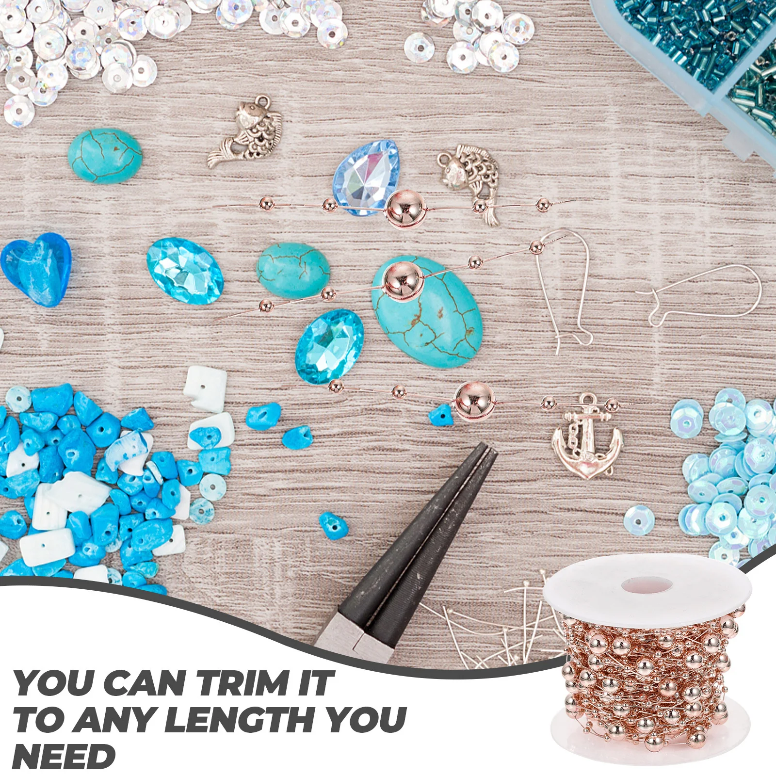 

1 Roll Beaded Chain For Diy Jewelry Making Craft Material Creative Decorative Supply Necklace Bracelet Hairpin Clothing Bag