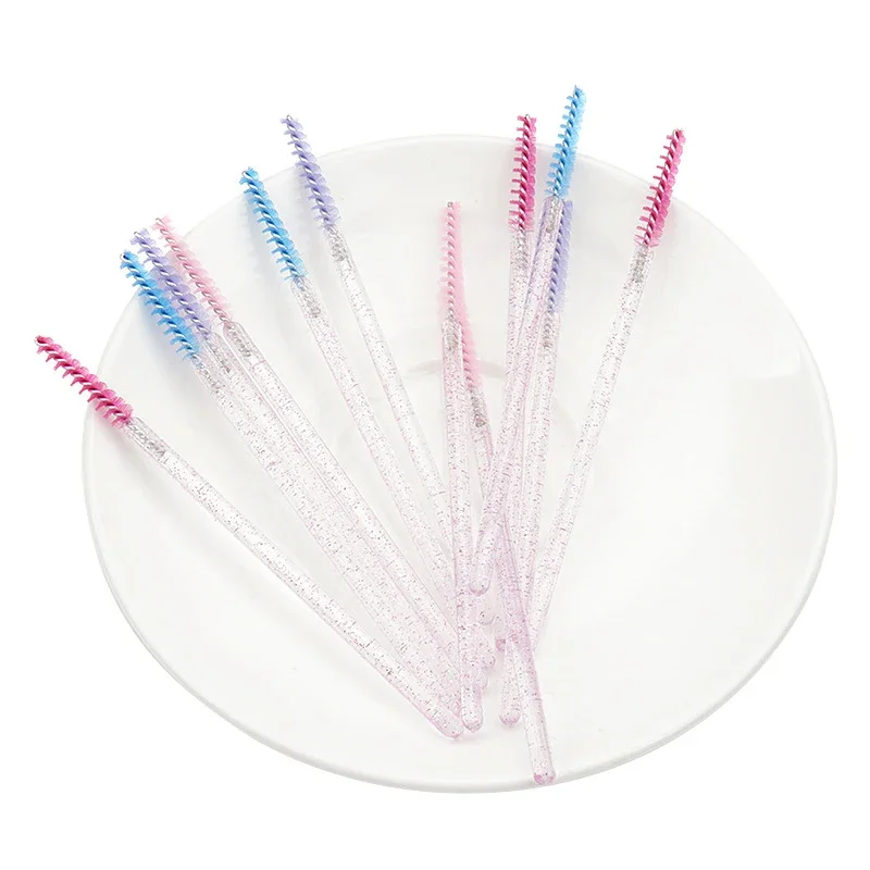 50 個まつげエクステンションレインボークリスタルマスカラワンドアプリケータースプーラーまつげ化粧ブラシセットメイクアップツール