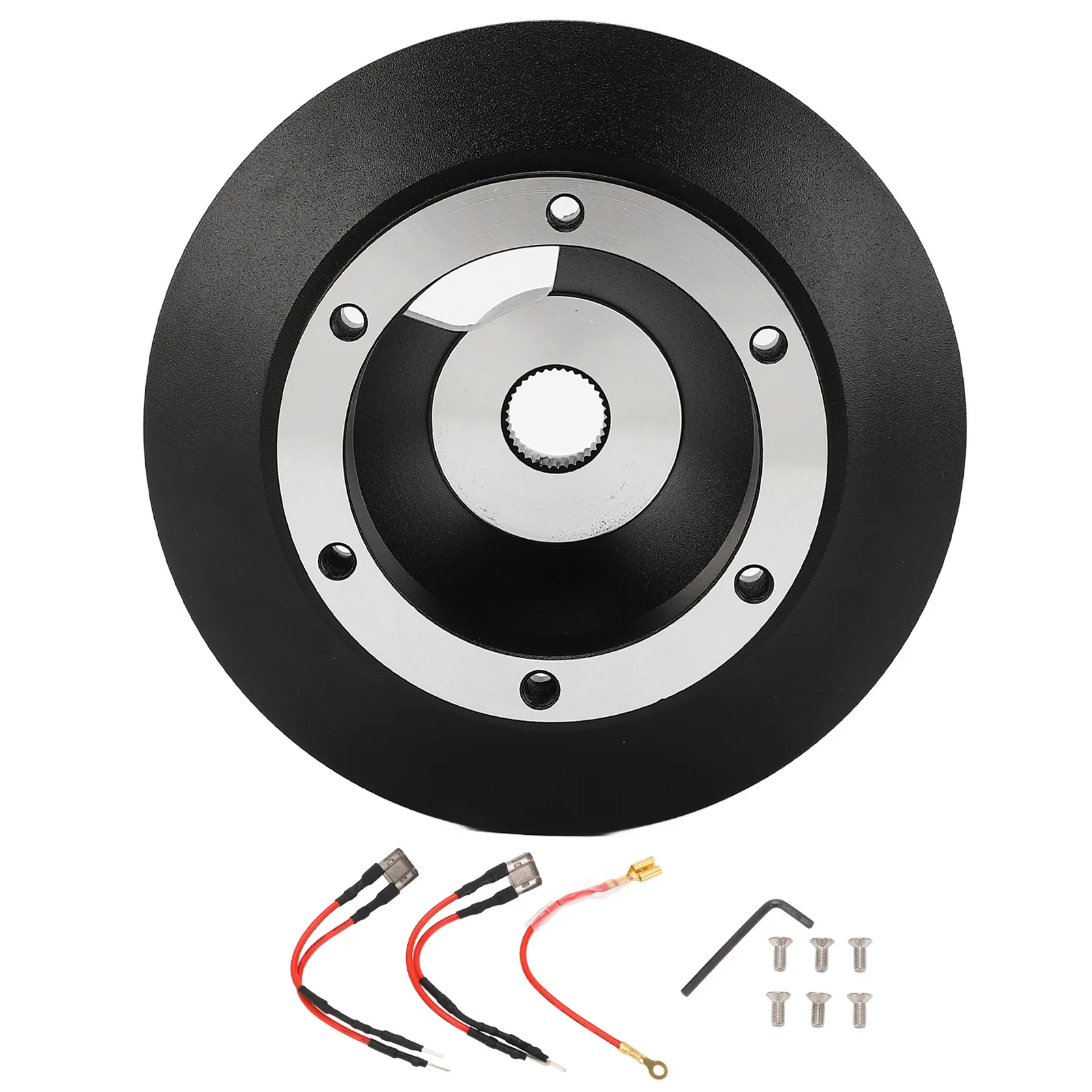 

6 Hole Steering Wheel Short Hub Adapter Black Ergonomic Steering Wheel Hub Adapter for Mitsubishi Evo X Ralliart Lancer