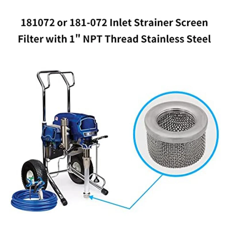 เอบซล 181072   หรือ 181-072 Inlet Strainer กรองหน้าจอ 1in NPT สําหรับ 795 1095 1500 Airless Paint Sprayer สายดูด