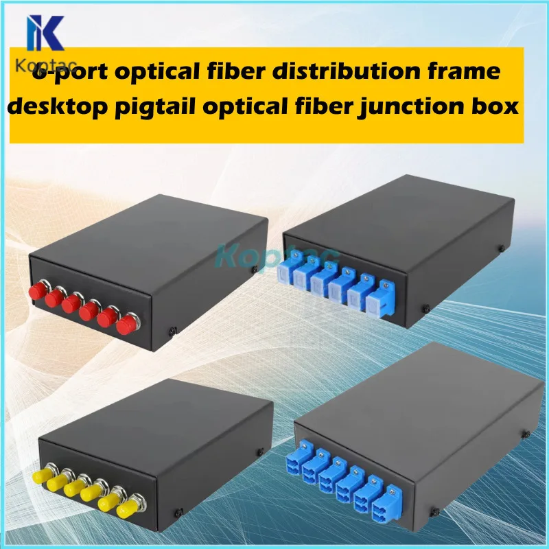 6-Port-Verteilerrahmen für optische Fasern, Desktop-Pigtail-Anschlussdose für optische Fasern mit SC LC FC ST Pigtail FTTH