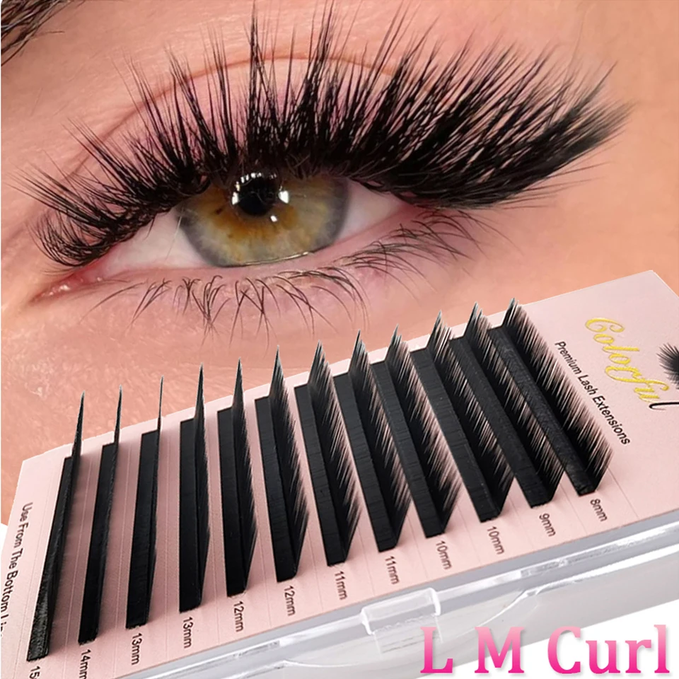 

Colorful B C CC D DD L M curl False Eyelash Extension 20mm Long Matte Black Faux Mink Individual Lashes Grafting L Shaped Makeup