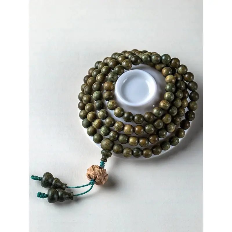 Natural Sandalwood Incense Green Sandalwood Bracelet 108 PCs Rosewood Buddhist Lucky Beads Bracelet 6 8mm Men Lady Couple Beads