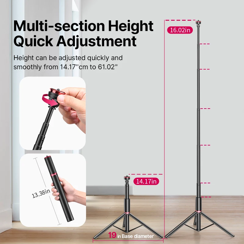 ULANZI MT-54 Metal Extend Tripod Light Stand Photography Light Bracket With Phone Holder for Phone LED Video Light Lamp