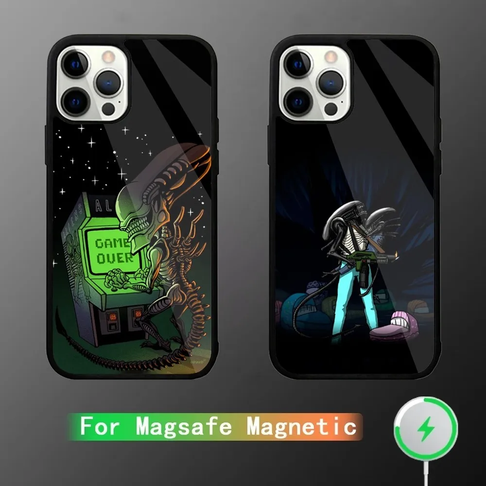 Movie A-Alien X-Xenomorph Phone Case For iPhone 15,14,13,12,11,Plus,Pro,Max Mini Magsafe Magnetic Wireless Charging