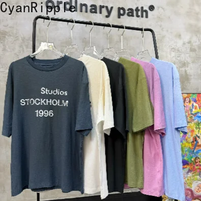 

High Quality New Spring Summer Cotton-line Short Sleeve T-shirt Vintage 1996 Letters Printed All-match Round Neck Casual Tops
