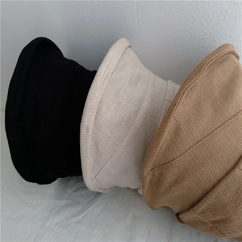 Japanese Linen Cap Female Thin Style Literary Sun Visor Breathable Cotton Hemp Fisherman Hat Retro Sunscreen Hat New Basin Hats