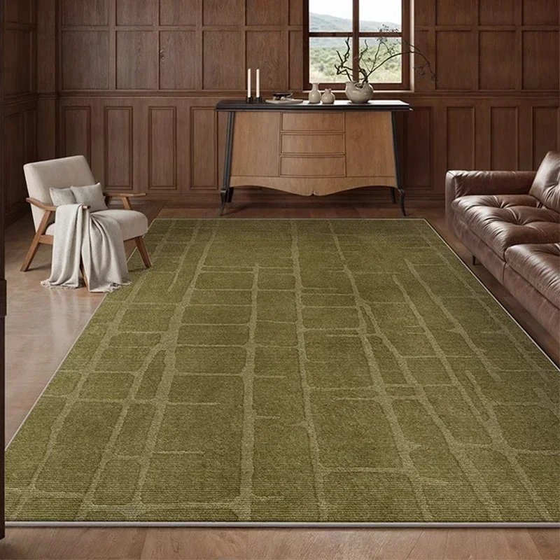 Carpet for Living Room Green Striped Grid Art Decoration Carpet Soft and Firm Coffee Table Rug Non-Slip Soundproof Cloakroom Rug