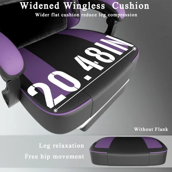 كرسي ألعاب مع وسادة زنبركية للجيب ومسند للقدمين، كرسي مكتب مريح من جلد البولي يوريثان مع مسند رأس قابل للتعديل ودعم قطني