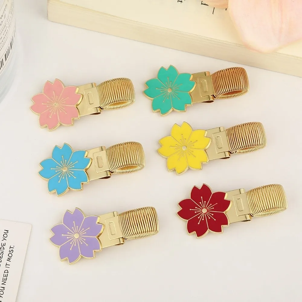 Metal Flower Pen Holder Anti-lost Bookmark Pen Loop Holder Secure Grip with Enamel Coating Spring Pen Clips Stationery Supplies