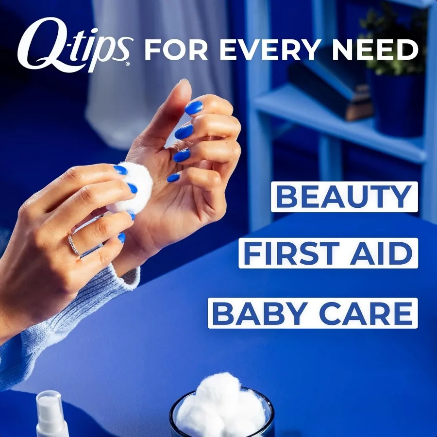 Qtips er Jumbo Cotton Balls for Beauty First Aid and Baby Care 100 Thick Cotton 100 Count Pack of 2