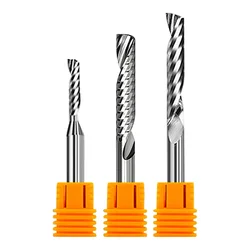 Fraise à spirale en carbure de tungstène, mèches de routeur de gravure, outils CNC pour bois acrylique, fraise en bout à tige, 1 flûte, NW 3.175, 4mm, 6mm, 8mm