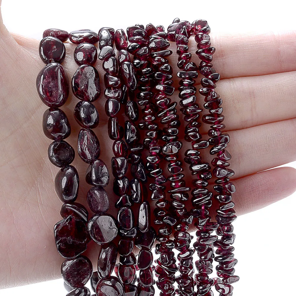 Natural Irregular Garnet Beads Gravel Chip Loose Spacer Stone Beads for Jewelry Making DIY Bracelet Necklace Earring 16 Inches