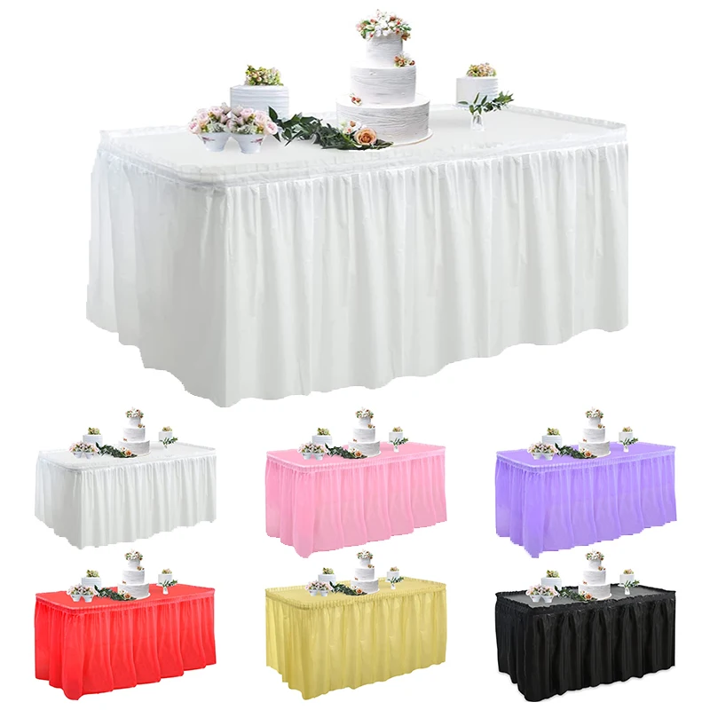 

2PCS Disposable Rectangular Table Skirt PE Plastic Tablecloth Wedding Dessert Table Cover Birthday Party Decoration Supplies