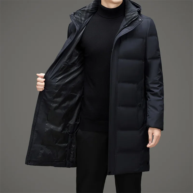 Kapuze lange Daunen jacke Mann Designer männliche Winter marke gepolsterte Ente Daunen polsterung Herren jacke lässig Mann Sack kalten männlichen Mantel