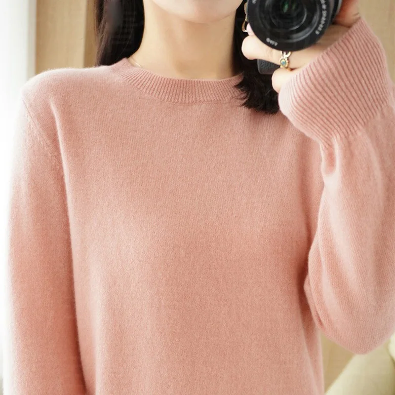 Autumn Winter Round Neck Women Sweaters Korean Style Solid Knitted Tops Fashion Pullover Versatile Sweaters Long Sleeve Clothes