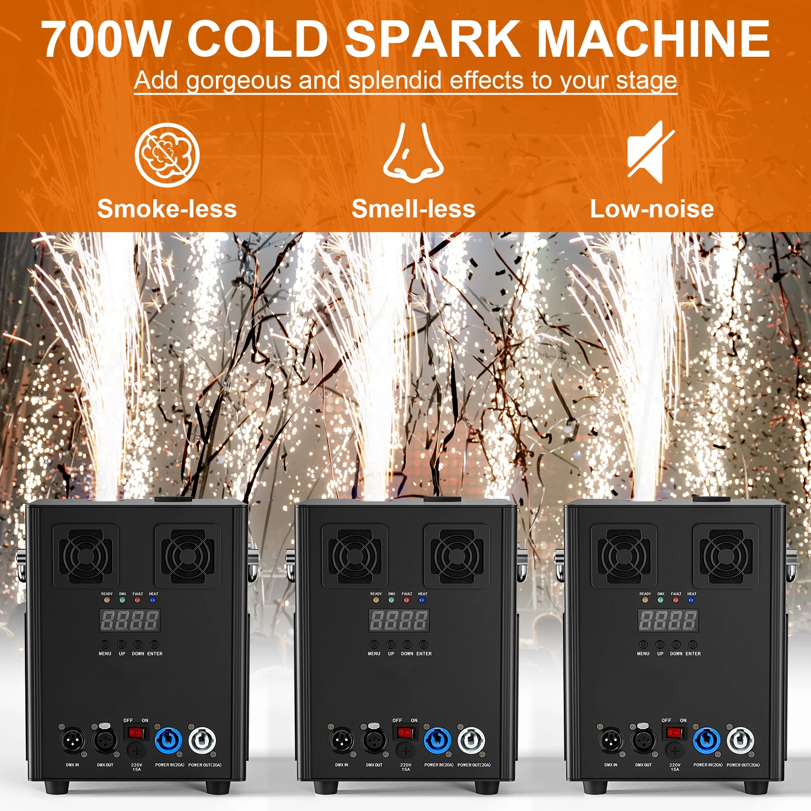 DayFlicker 700W Pyrotechnics Machines Cold Spark Fireworks Machine d-mx512 With Remote Control for Bar Party Christmas Wedding