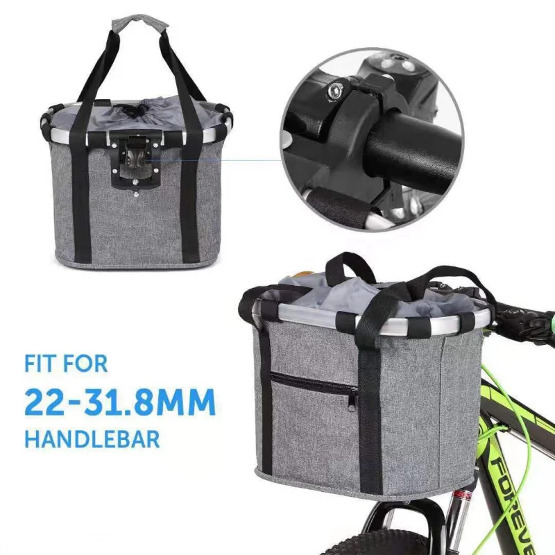 Bicycle Front Basket Bike Dog Carry Pouch Cycling Handlebar Tube Hanging Basket 2 in 1 Detachable Fold Baggage Bag 3KG Load