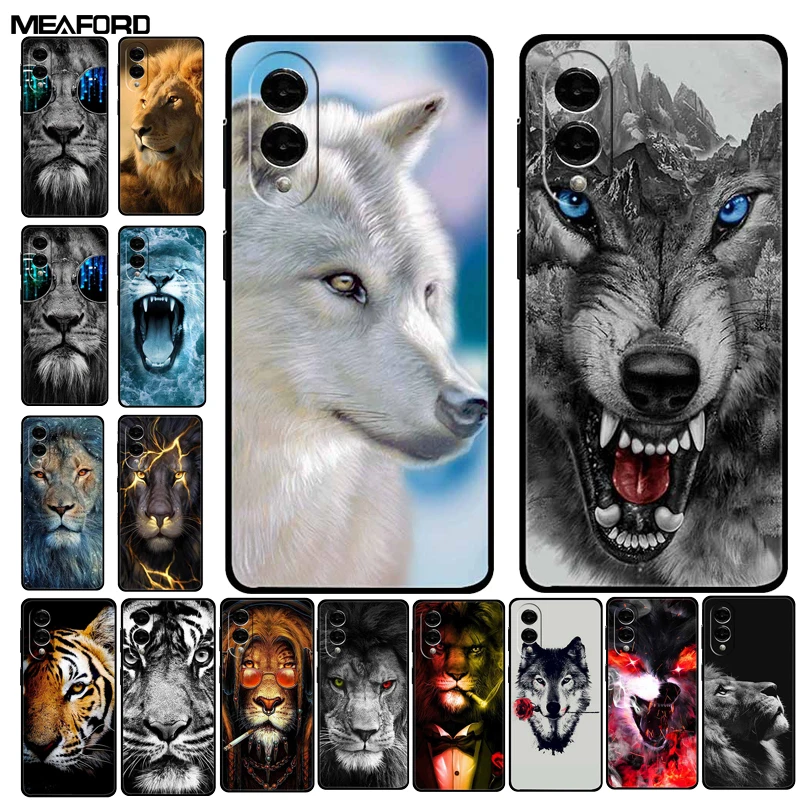 Funda de teléfono para Samsung S25 Edge, carcasas protectoras de silicona suave con diseño de lobo y León para Samsung Galaxy S25 Edge, funda de moda S 25Egde