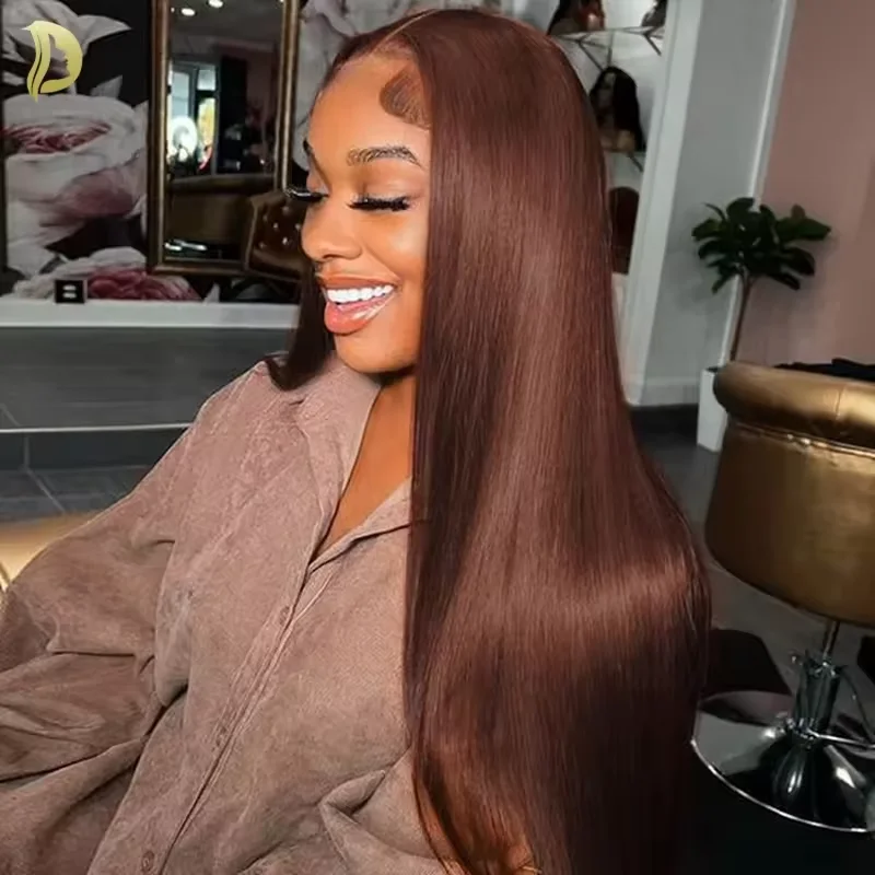 

13x6 Lace Front Human Hair Wig Chocolate Brown Human Hair Wigs Straight Human Hair Wigs 100% Brazilian for Black Women