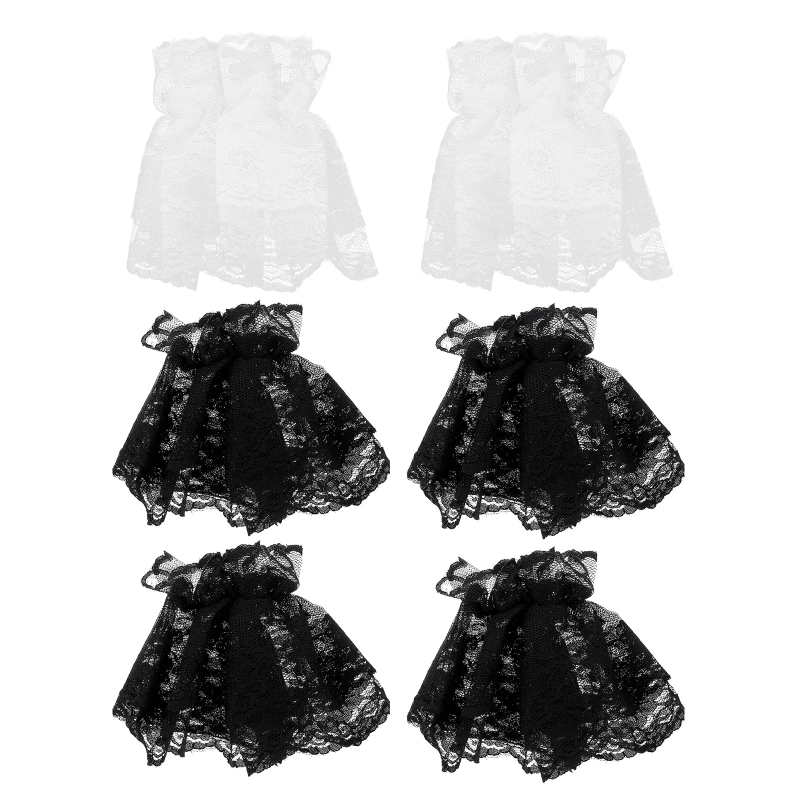 

3Pairs Lolita Lace Wrist Cuffs Black Short Floral Design Comfortable Fit Women Girls Fashion Accessories Vintage Roleplay Events