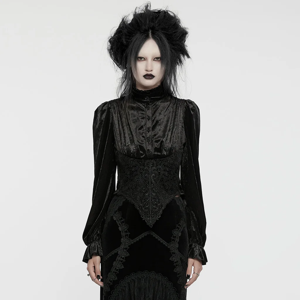 Punk Rave Vintage Sexy Women Black style Retro Goth Shirt WY1636