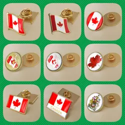 Canada Canadian Map Flag National Emblem Brooches Badges Lapel Pins