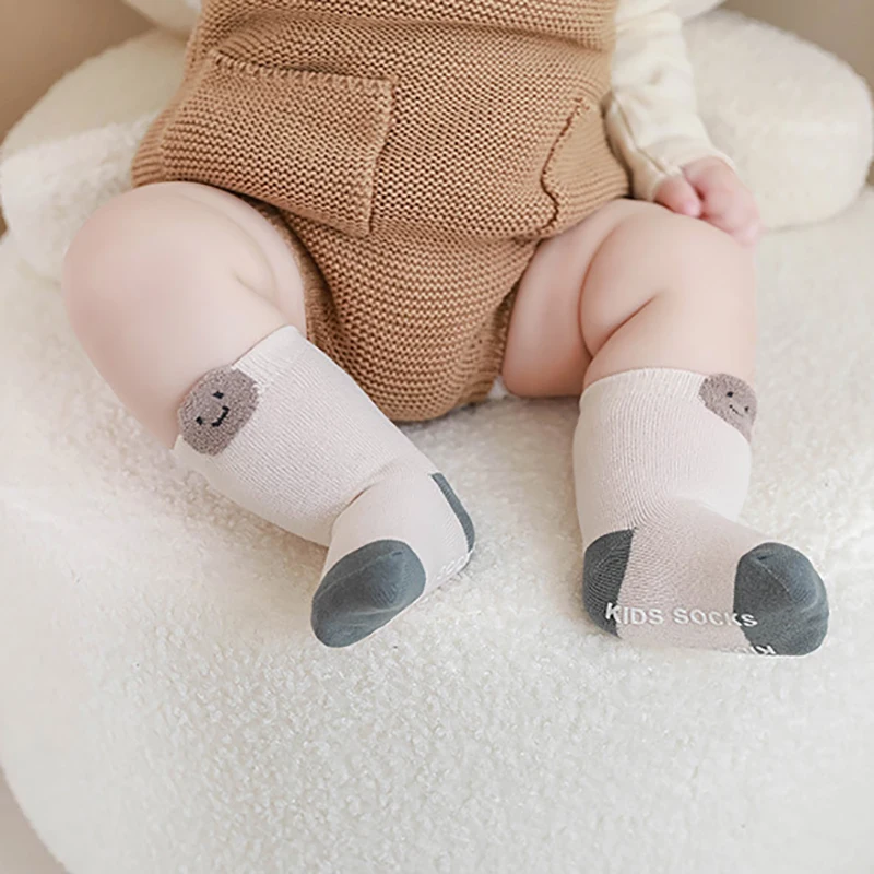 Winter New Cartoon Warm Baby Mid Socks Newborn Kids Cute Smiling Elastic Anti Slip Socks Girls Infant Boys Boneless Socks 0-5Y