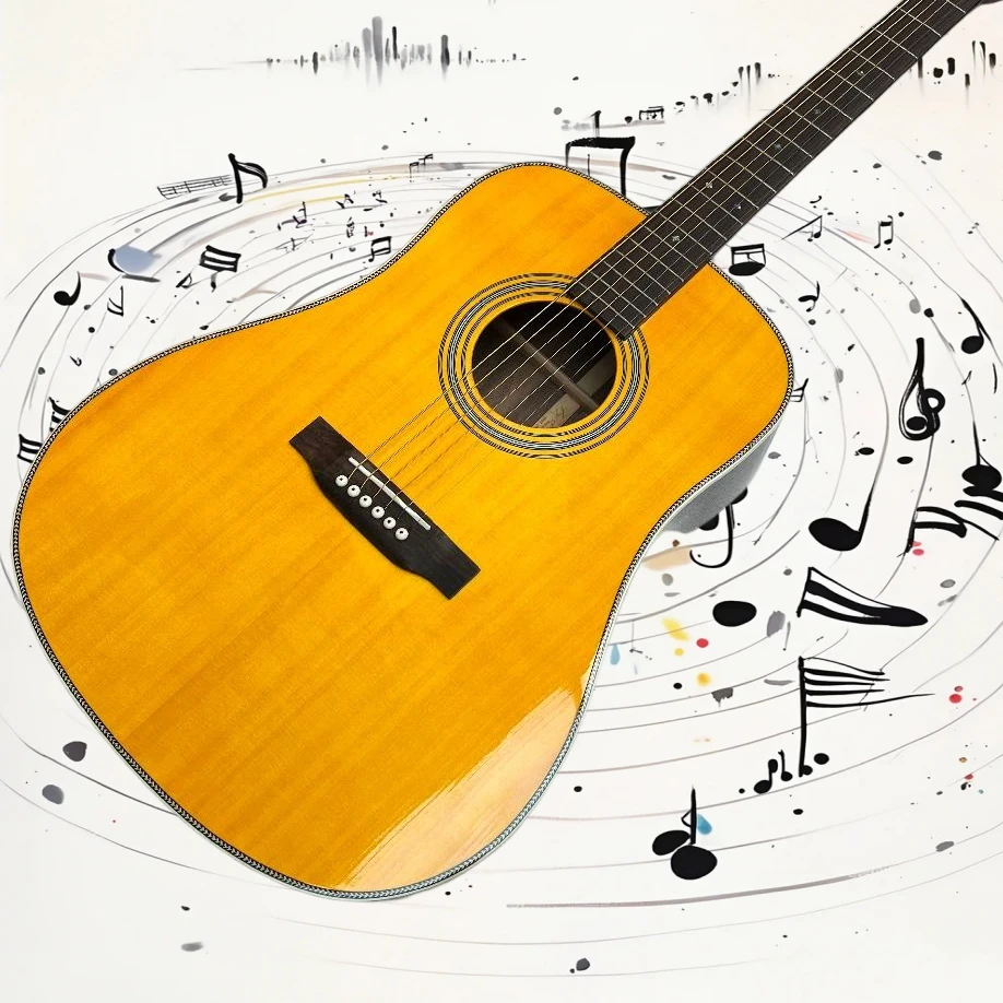 ree Shipping HD28 Acoustic Guitar Vintage Yellow D Body Folk Guitar Color Grain Inlay Wood Guitar 41 Inch 6 String  Collection