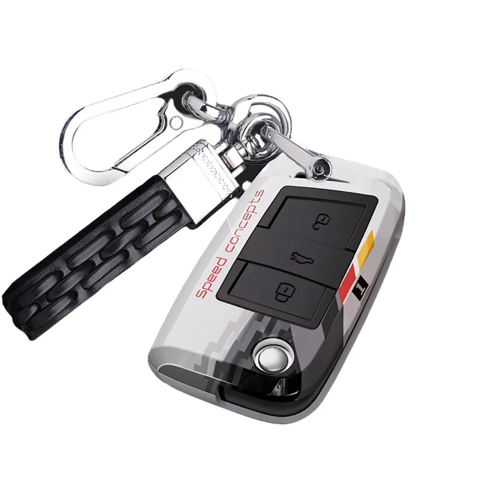 for VW Key Fob Cover Tiguan/Touareg/T-Roc - 2025 Premium ABS Leather Case (Compatible with VW Smart Keys)