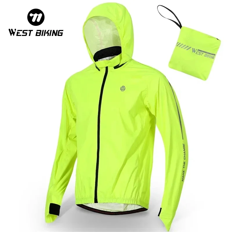 WEST BIKING Cycling Jacket Men Women Windproof Rainproof Hooded Rain Coat Lightweight Foldable Cycling Jacket Wind Coat Outdoor