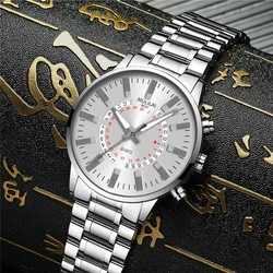 Luxury Men Watch Top Brand Famous Stainless Steel Strap Quartz Wrist Watch Diamond Big Dial Watch Relogio Masculino