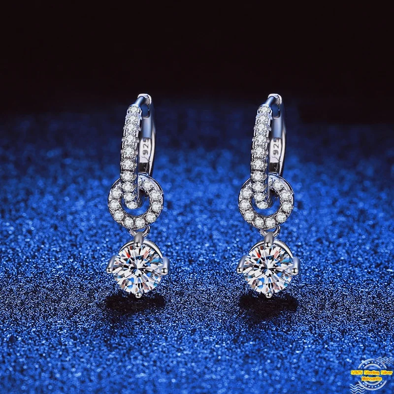 

1,0 карат муассанит S925 серебряные серьги-капли для женщин с платиновым покрытием два в одном серьги-гвоздики с кисточками для влюбленных подарок ювелирные изделия оптом